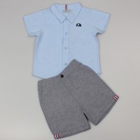 C32011:  Baby Boys Solid Shirt & Chino Short Outfit (1-2 Years)